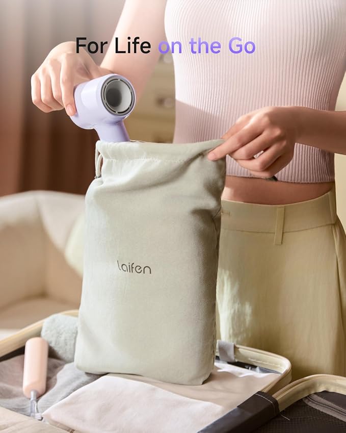 Laifen Air Hair Dryer, Lightweight and Palm-Sized Compact, 15× High-Speed Drying with 110, 000 RPM Powerful Motor, Smart Temperature Control, 200 Million Negative Ions, 5 Modes & 2 Airspeeds, Purple