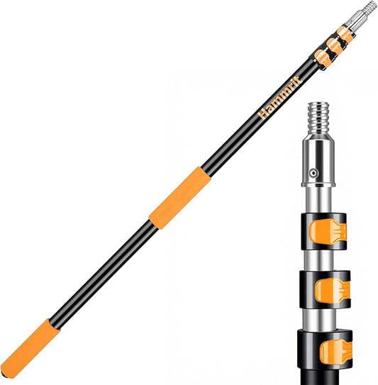 3.7-12 FT Telescopic Extension Pole Adjustable Aluminum Paint Roller & Cleaning Pole | Universal Twist-On Metal Tip | Sturdy Multi-Purpose Household Tool for Dusting, Painting & More