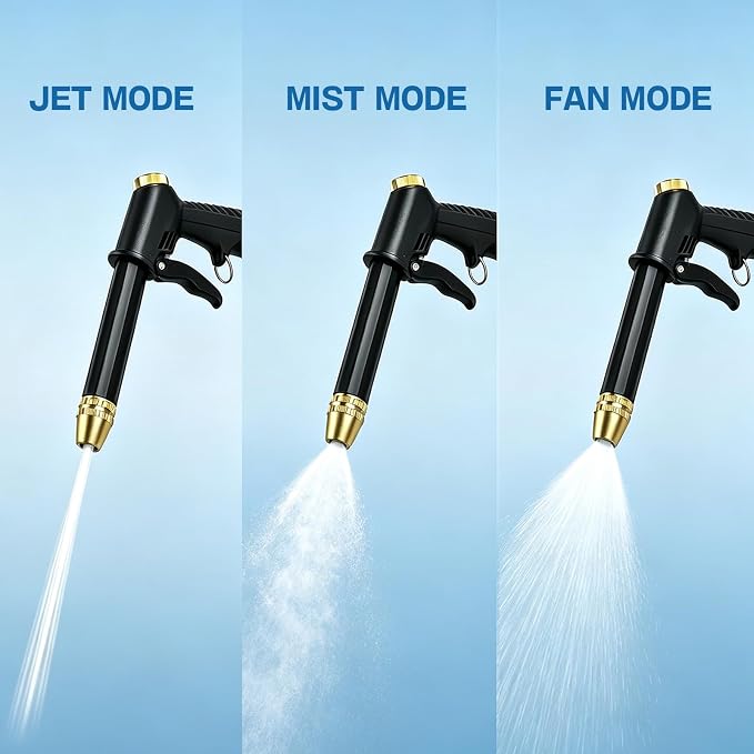 High Pressure Hose Nozzle, Pressure Washer Gun with 360° Rotating Head, Heavy Duty Adjustable Twist Hose Nozzle Jet Sweeper Nozzle for 3/4" Garden Hose, Power Washer for Car Yard Patio Pet Washing (D)