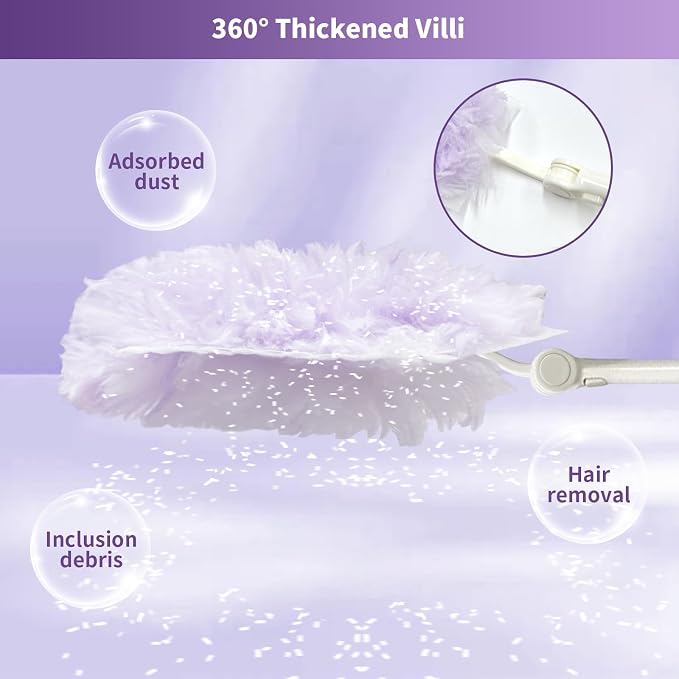 360° Duster Refills for S-wiffer Dusters,Multi Surface Thickened Heavy Duster kit for Cleaning inclue 40 Count Disposable Dust Refills with 1 Extension Handle