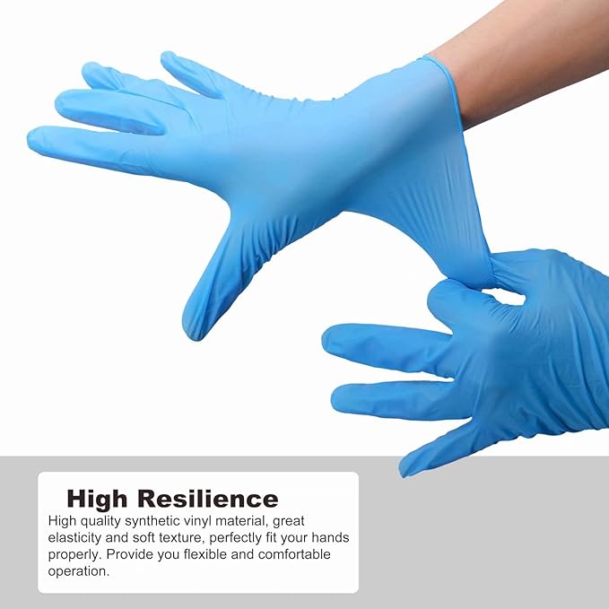 Disposable Gloves Large, Nitrile and Vinyl Blend Material Gloves, Latex Free 4 Mil 200 Pc Food Grade Glove for Cleaning, Food Prep,Hair Dye,Tattoo, Blue
