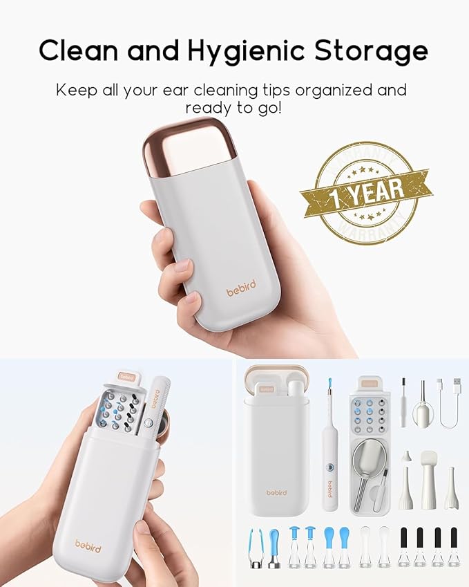 Bebird Earsight Plus R37R Ear Wax Removal Tool Camera, FSA HSA Eligible Items, Smart Ear Cleaner with Painless Visual Tweezers, Flexible Ear Camera Otoscope, Home ENT Cleaning Kit for Family,White