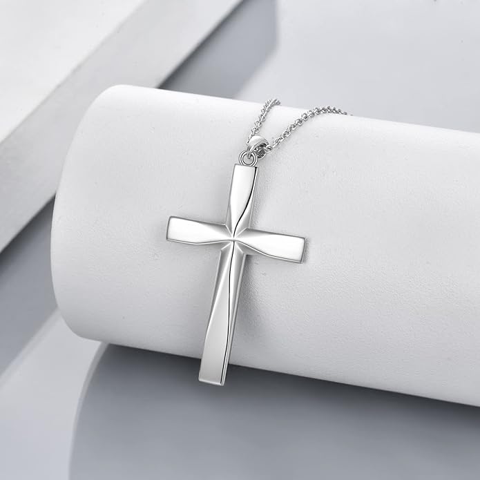 ONEFINITY Religious Cross Pendant Necklace Sterling Silver Origami Cross Pendant Gifts for Women Men Jewelry