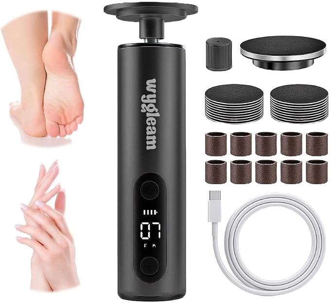 Electric Callus Remover for Feet & Nail File Drill Kit - 2 in 1 Rechargeable Pedicure Tools for Flawless Feet - Professional Foot File with 3 Speeds for Dead Skin Removal - At Home Pedicure
