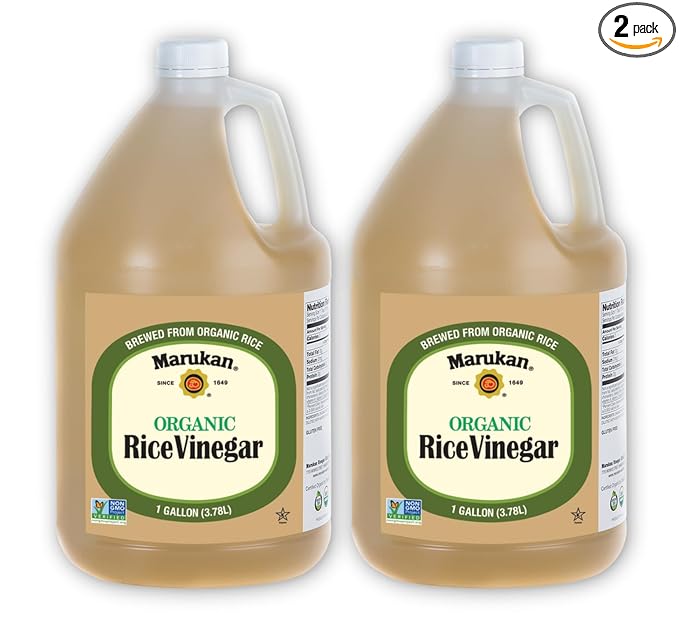 Marukan Organic Unseasoned Rice Vinegar for Enhancing Flavor & Cooking, USDA Organic, Marukan Rice Vinegar (1 Gallon, 2-pack)