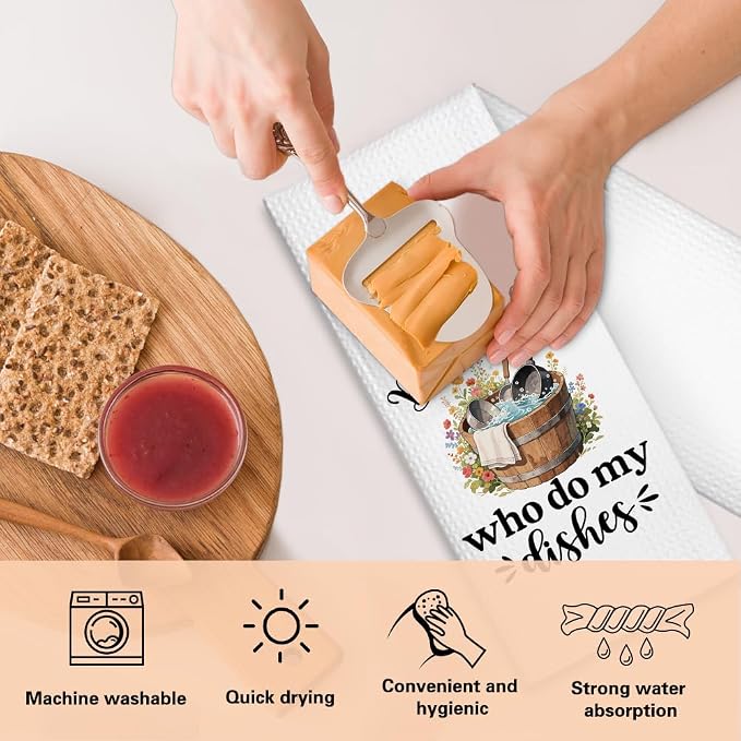 The Dishes are Looking at Me Dirty Again Kitchen Towels 2 Pack, Kitchen Towels Set, Funny Kitchen Towels with Saying, New Home Housewarming Gifts for Wife Neighbor Friends