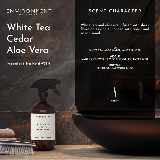 ENVIRONMENT Inspired by 5-Star Resort WSTN Surface Cleaner, 16oz Luxury Surface Cleaner (White Tea | Cedar | Aloe Vera) Home Essentials, Scented Cleaning Products, Vegan & Cruelty-Free