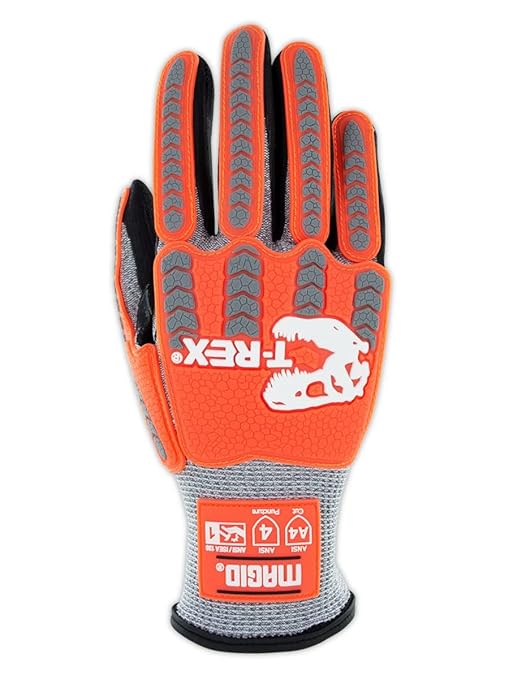 MAGID T-REX Flex Series ANSI A4 Foam Nitrile Coated Impact Gloves, 2 Pairs, Size 11/2XL (TRX443)