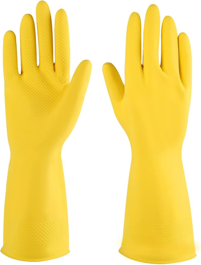 Rubber cleaning gloves 3 or 6 Pairs for Household,Reuseable dishwashing gloves for Kitchen.