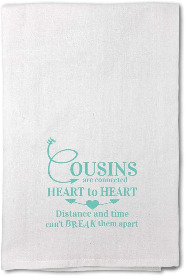 Custom Decor Flour Kitchen Towels Cousins Connected Heart Distance Time Can't Break Them Apart Funny & Novelty Novelty Cleaning Supplies Dish Towels Design Only