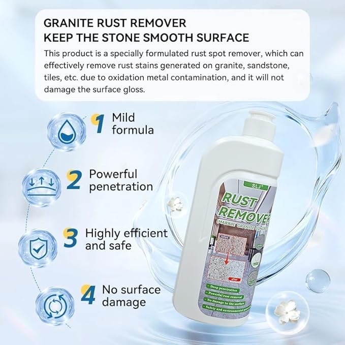 Rust Stain Remover 500ml Marble Cleaner Tile Rust Remover Granite Care Agent Nature Stone Care Agent - Professional and Powerful in Removing Rust From Granite, Tile and Marble