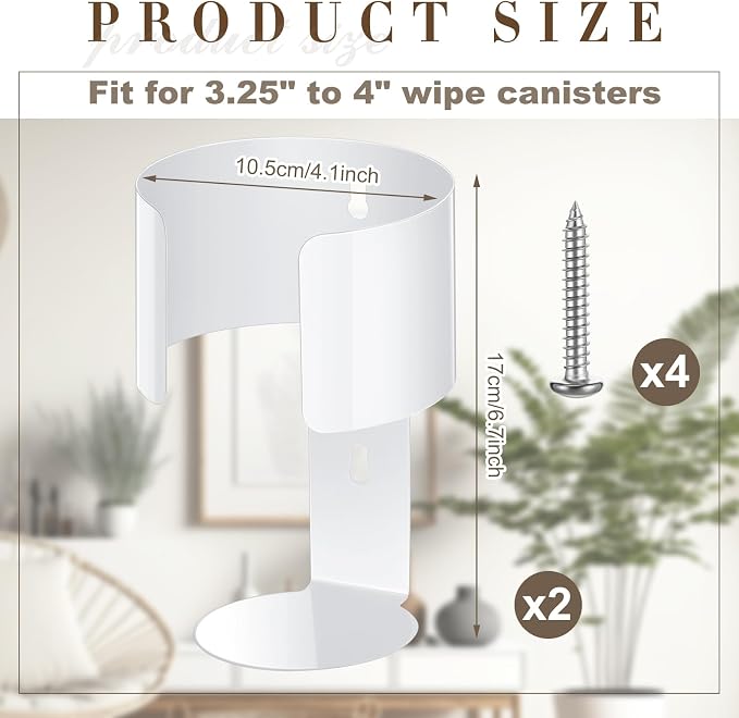 Maxcheck 2 Pcs Wall Mount Wipe Holder Heavy Duty Wall Bracket White Container Dispenser Rack for Makeup Remover Wipes in Rooms Home Office Restroom