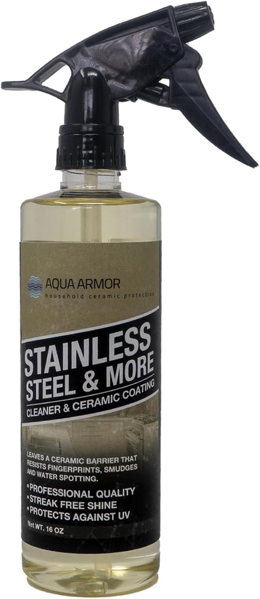 Stainless Steel and More - Stainless Steel Cleaner and Polish with Si02 Ceramic sealer to resist fingerprints, smudges and water spots