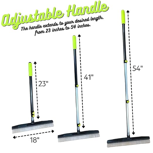 Room Groom Carpet Rake and Groomer with Telescoping 54" Adjustable Handle, Portable Design, Carpet Brush Ideal for Pet Hair, Refreshing High Pile Carpets and Artificial Turf, (Pack of 2)