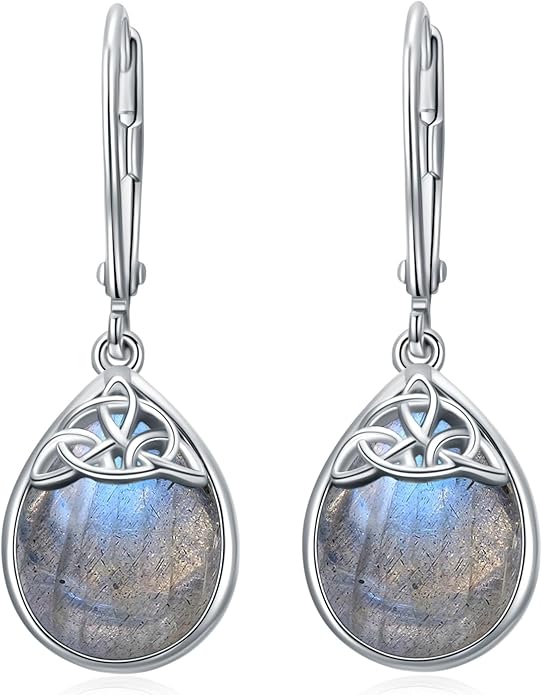 PELOVNY Celtic Knot Filigree Earrings for Women 925 Sterling Silver Moss Agate/Birthstone Infinity Earrings Birthday Christmas Jewelry Gifts for Mom Daughter Wife Sister