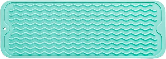MicoYang Silicone Dish Drying Mat for Multiple Usage,Easy clean,Eco-friendly,Heat-resistant Silicone Mat for Kitchen Counter,Sink,Bar,Bottle,or Cup Mint M 17 inches x 6 inches