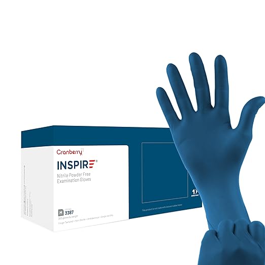 Cranberry USA Cranberry Inspire Aegean Blue Nitrile Exam Gloves, Pack of 300, Large, 2.0 Mil