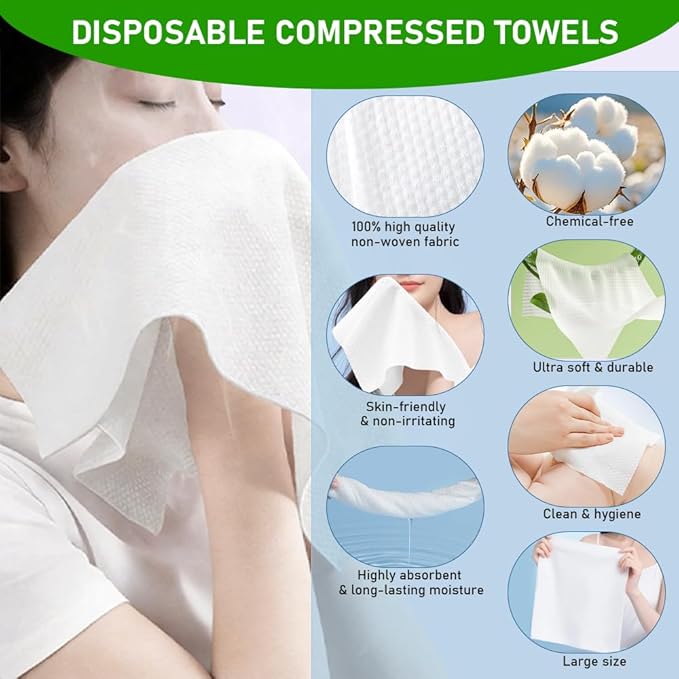 Towel Refills for Hot Face Towel Heater Machine, 180 Pcs Disposable Compressed Face Towels for Smart Towel Warmer, 9 Buckets, 20 Pcs Per Bucket