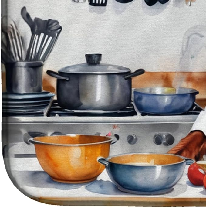 Caroline's Treasures DAC6266DDM Irish Setter The Chef Dish Drying Mat Absorbent Dish Drying Mat Pad for Kitchen Counter Dish Drainer Mat for Countertop, 14 x 21", Multicolor
