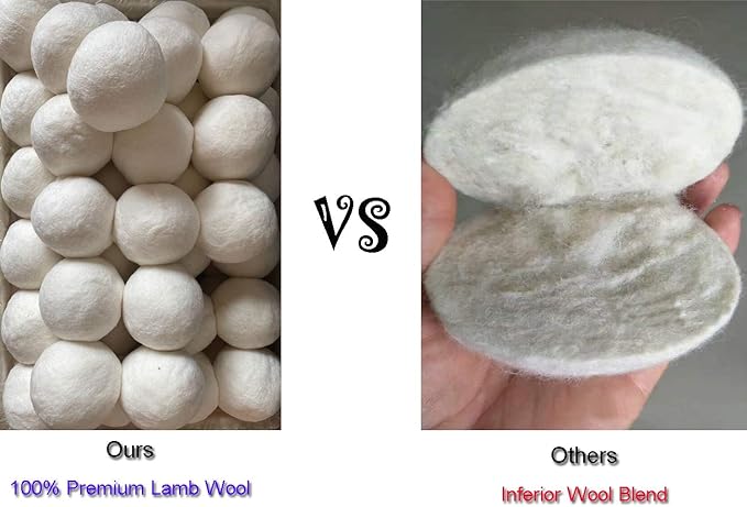 Dryer Balls - 6 Pack XL Wool Dryer Balls Laundry Pet Hair Remover Soften Clothes Eliminate Static Natural Fabric Softener, No Dryer Sheets - Gifts for Her