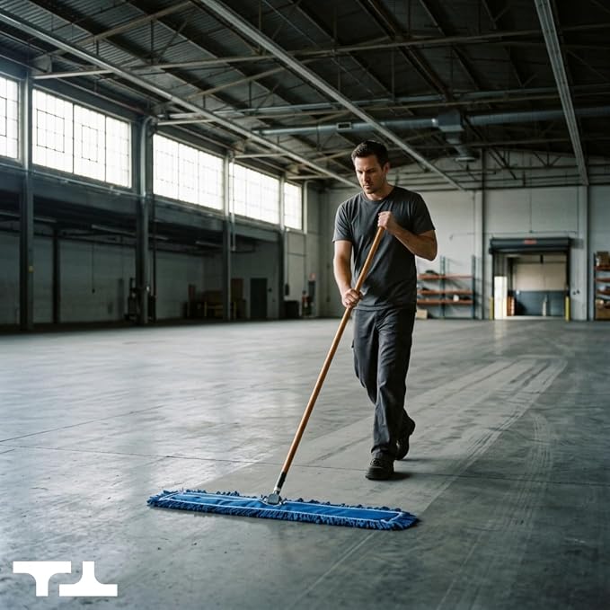 36 Inch Blue Commercial Dust Mop & Floor Sweeper – Wood Handle Floor Mop for Tile, Hardwood & Concrete