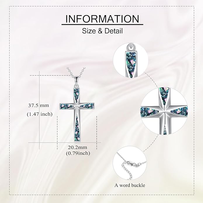 ONEFINITY Religious Cross Pendant Necklace Sterling Silver Origami Cross Pendant Gifts for Women Men Jewelry