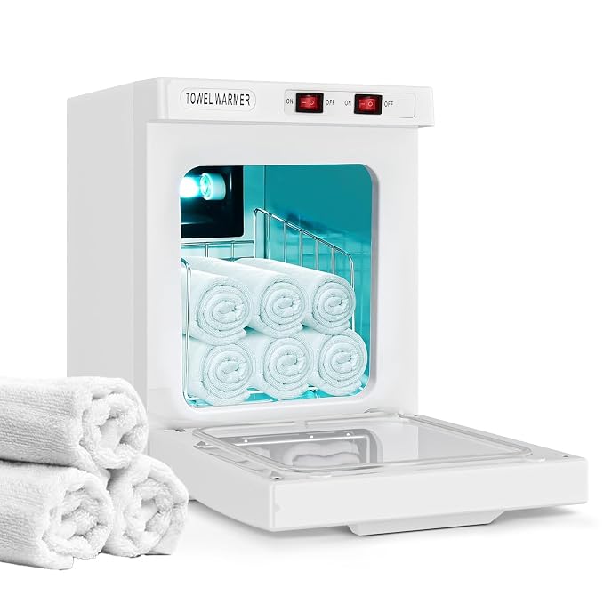 Hot Towel Cabinet 5L, Hot Towel Warmer Cabinet with LED Temperature Display, Extra Large Capacity Heater for Spa, Massage, Salon, Home Use (White 5L)