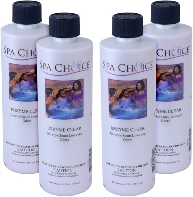 SpaChoice 1-Pint 4-Pack Premium Hot Tub Enzyme Clear, Spa Clarifier Hot Tub, Made in USA