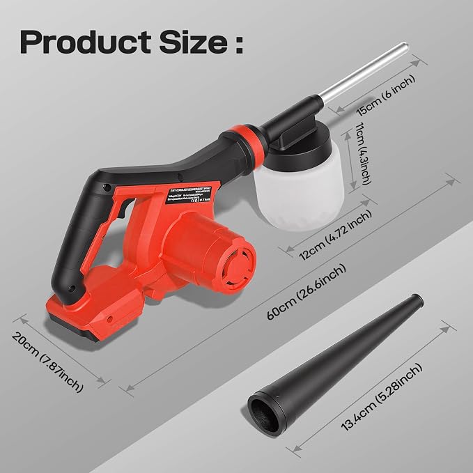 Electric Diatomaceous Earth Duster Compatible with Milwaukee 18V Battery (No Battery), Variable Speed, 3-in-1 Garden Dust Applicator/Blower/Vacuum Cleaner with 800mL Capacity