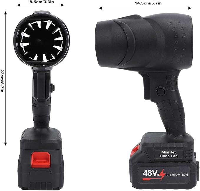 Electric Air Duster Leaf Blower ABS Powerful Turbofan Rechargeable Cordless Handheld Jet Dry Blower for Home Car Keyboard Camping (Black)
