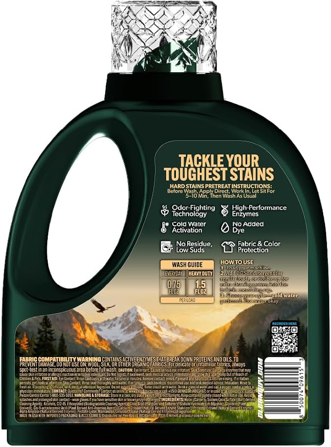 Laundry Detergent | Bold Wood & Pine Scent, Powerful Cleaning, Soft & Fresh Finish, Long-Lasting Aroma - Pine & Cedar (100 Loads)
