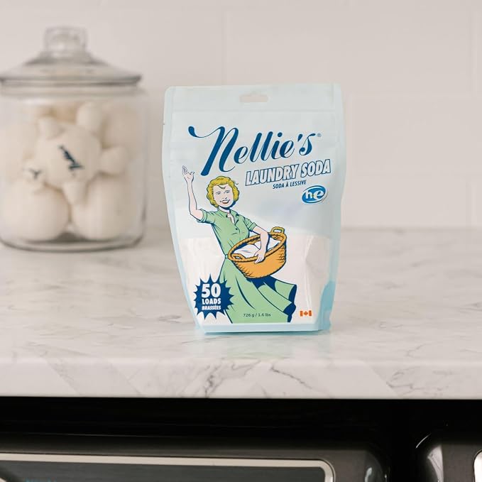 Nellie's Laundry Soda Bundle - 100 Scoops (Tin) & 50 Scoops (Pouch) - Concentrated & Septic Safe Formula - Safe for HE and Standard Washing Machines - Ideal for Sensitive Skin - Made in Canada