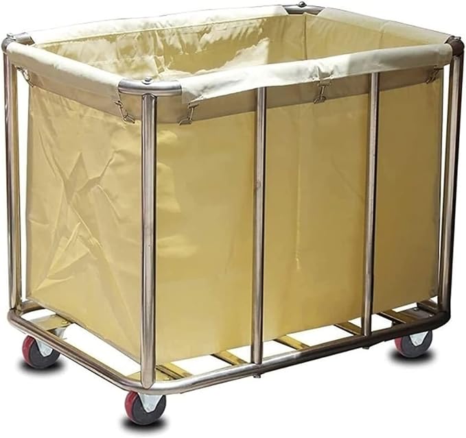 Large Laundry Cart With Wheels Heavy Duty Rolling Storage Basket Organizer 330Lb Load Truck for Large Family or Commercial Hotels and Hospital Laundry Room Transport Clothes and Linen Material,Beige