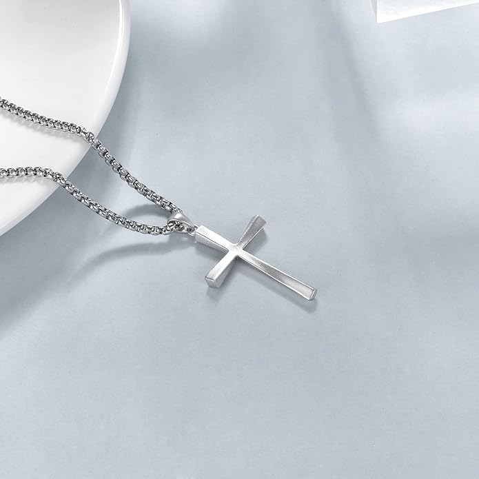 ONEFINITY Religious Cross Pendant Necklace Sterling Silver Origami Cross Pendant Gifts for Women Men Jewelry
