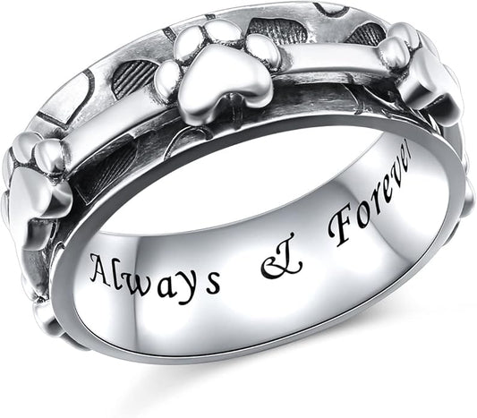 Ladytree Spinner Fidget Anxiety Ring,925 Sterling Silver Stress Relief Worry Ring,Platinum Plated ADHD Autism Jewelry,Birthday Mom Gift for Women