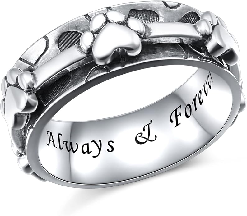 Ladytree Spinner Fidget Anxiety Ring,925 Sterling Silver Stress Relief Worry Ring,Platinum Plated ADHD Autism Jewelry,Birthday Mom Gift for Women