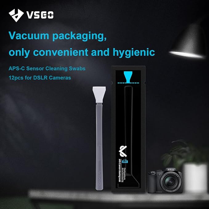 VSGO 12pcs APS-C Camera Sensor Cleaning Kit, Sensor Cleaning Swabs, Compatible with DSLR & SLR Digital Cameras (V-S02-12)