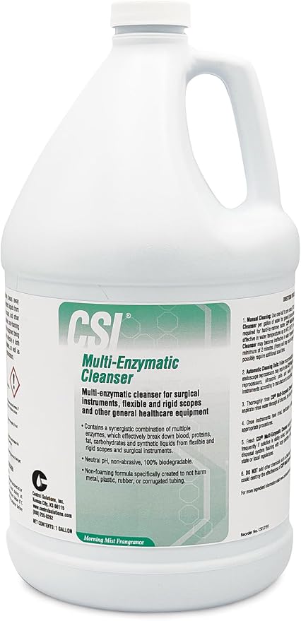 CSI Central Solutions Multi Enzymatic Cleanser - Hospital Grade Medical Instrument Cleaner for Presoak and Manual Processing, 1 Gal - Morning Mist