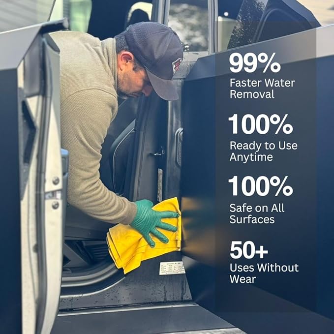 Drying Chammy - XL Synthetic Drying Cloth (29x23.6) - Super Absorbent, Lint Free, and Soft Chamois Towel for Cars, Trucks, Boats & Home. Reusable Commercial Grade auto Detailing Shammy