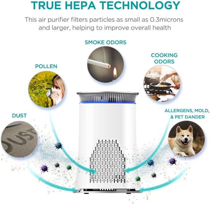 Hisense Air Purifier with True HEPA Technology, Air Purifier for Home Allergies Pets Dander Smokers in Bedroom, 25db Quiet Air Cleaner Remove Smoke Dust Mold Pollen for Large Room - KJ120