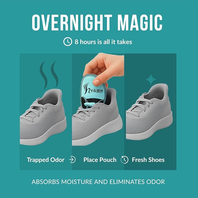 LIVEVIE Hygeen Activated Charcoal Shoe Deodorizer – Natural Scent Absorber & Moisture Wicker 2-Pack