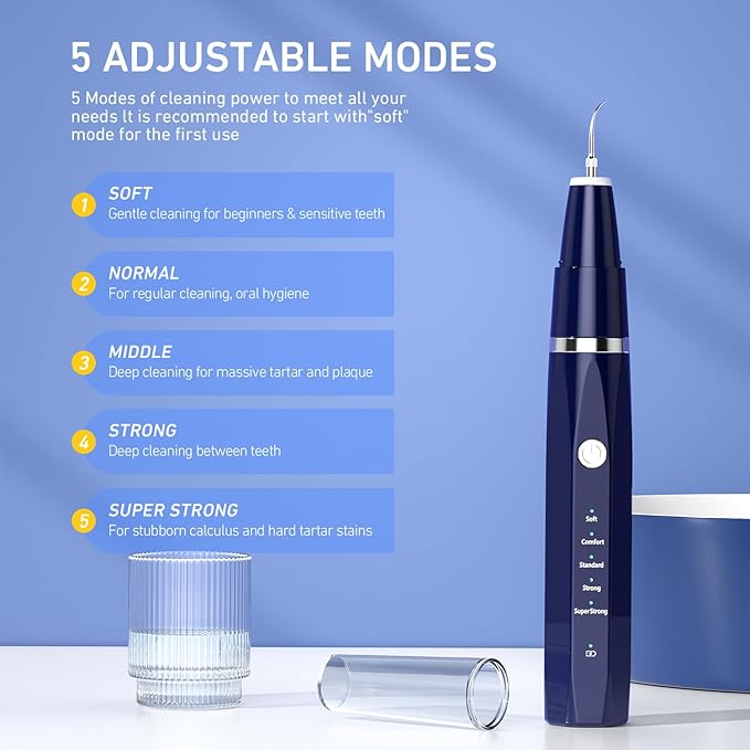Plaque/Tartar Remover for Teeth, Dental Calculus Remover Teeth Cleaning Kit with LED Light & 5 Adjustable Modes