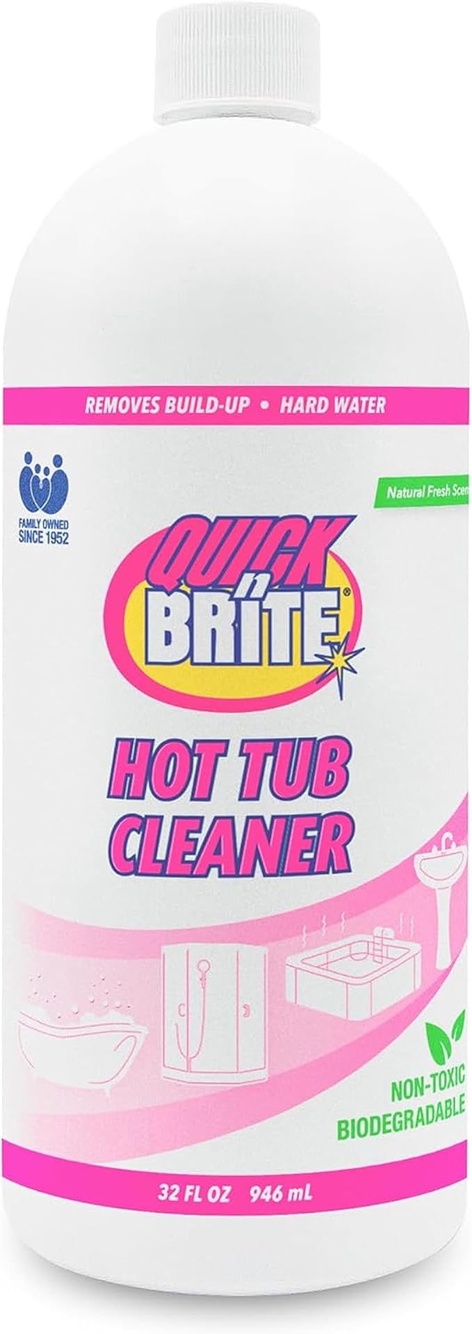 Quick 'n Brite Heavy Duty Hot Tub Cleaner - Non-abrasive Cleaning Gel, 32 oz. (Packaging May Vary)