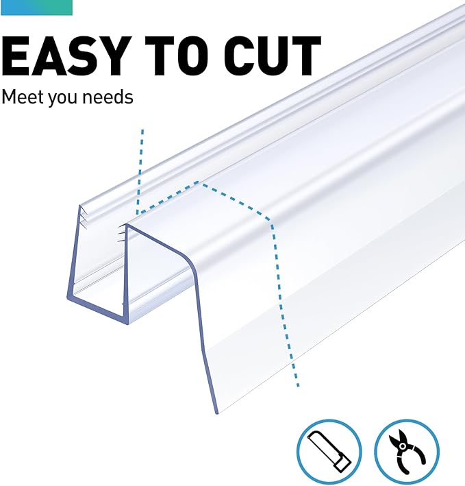 Sliding Shower Door Bottom Seal, 2 PCS 1/2" x 36" Sliding Shower Door Sweep for 1/2 Inch Glass, Frameless Glass Door Seal Strip Stop Shower Leaks and Create a Water Barrier