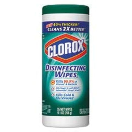 Clorox 01593CT Disinfecting Wipes, 7 x 8, Fresh Scent, 35/Canister (Case of 12)