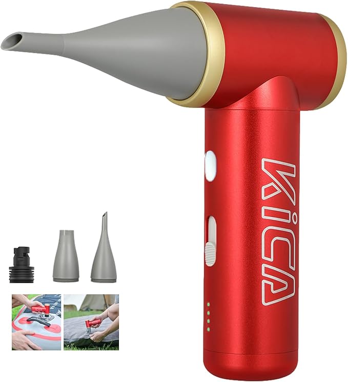 KiCA Jetfan 2S Electric Air Duster for Computer/Keyboard/House Cleaning/Camera Lens/Camping/BBQ/Car/Barbershop/Hair Drying,117000RPM,Upgraded Nozzle/BatteryLife,Air Can Substitute Tool-Red