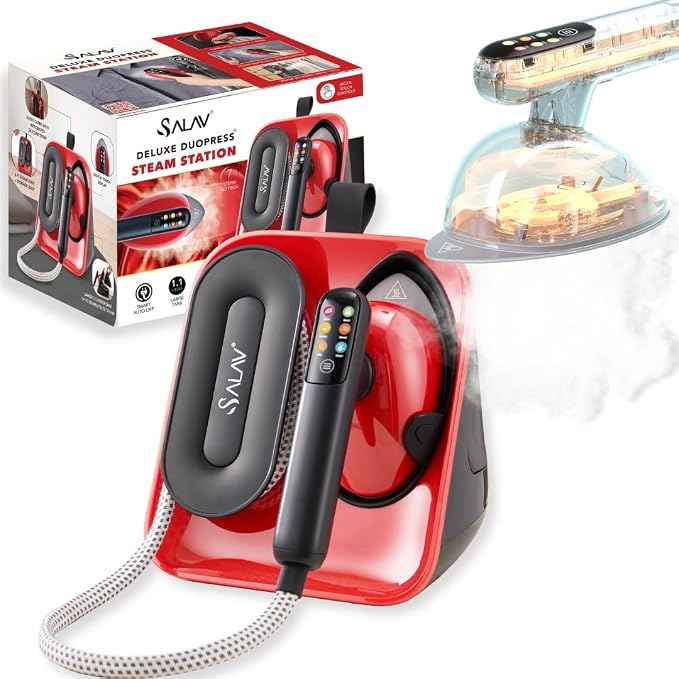 Smart Steam – 2-in-1 Handheld Garment Steamer & Iron with 6ft Steam Hose, 7 Steam Levels, Digital Display, 1.1L Tank, Steam Burst, Auto-Off Safety, For Home & Upholstery