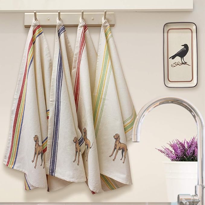 Custom Decor Kitchen Towels Vizsla Pets Dogs Cleaning Supplies Dish Towels Red Stripe Design Only