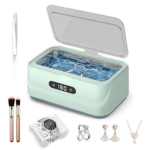 Ultrasonic Jewelry Cleaner: 48Khz Ring Cleaner Ultrasonic Machine with Digital Timer, 4 Cleaning Modes, 24W Sonic Cleaner for Jewelry, Glasses, Retainer, Watch Strap, Home & Travel Use, 13.5oz