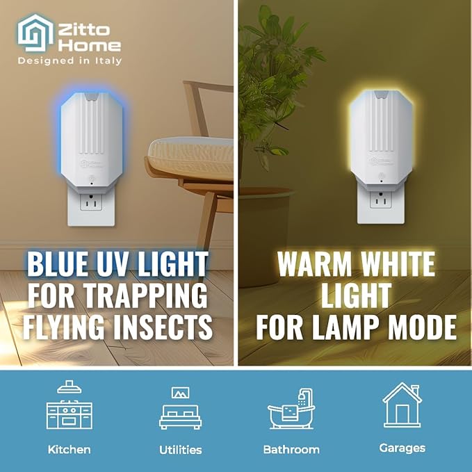 Fly Trap Indoor Starter Kit (2 Device & 2 Refills), Long Lasting Indoor Fly Trap for Home, Captures Flies, Moths, Fruit Flies, Gnats, Flying Insect Trap Indoor Plug in 24/7 UV Light